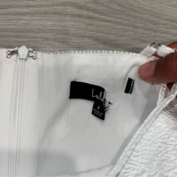 Lulu's Serene Charm White Textured Embroidered Flower Drop Waist Midi Dress - Picture 6 of 10